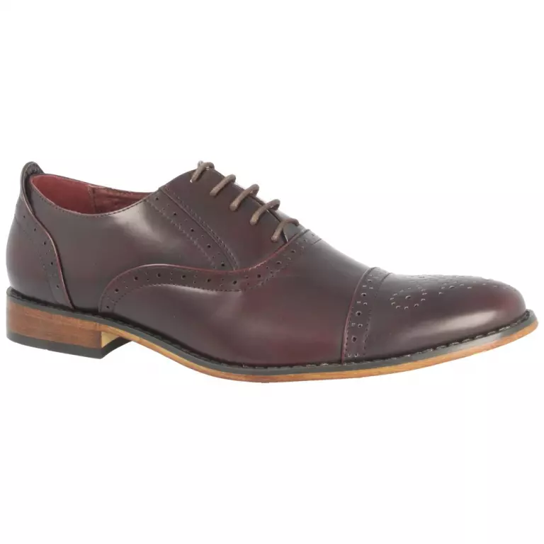 Goor Semi Brogue Lace Shoes in Wine for Men